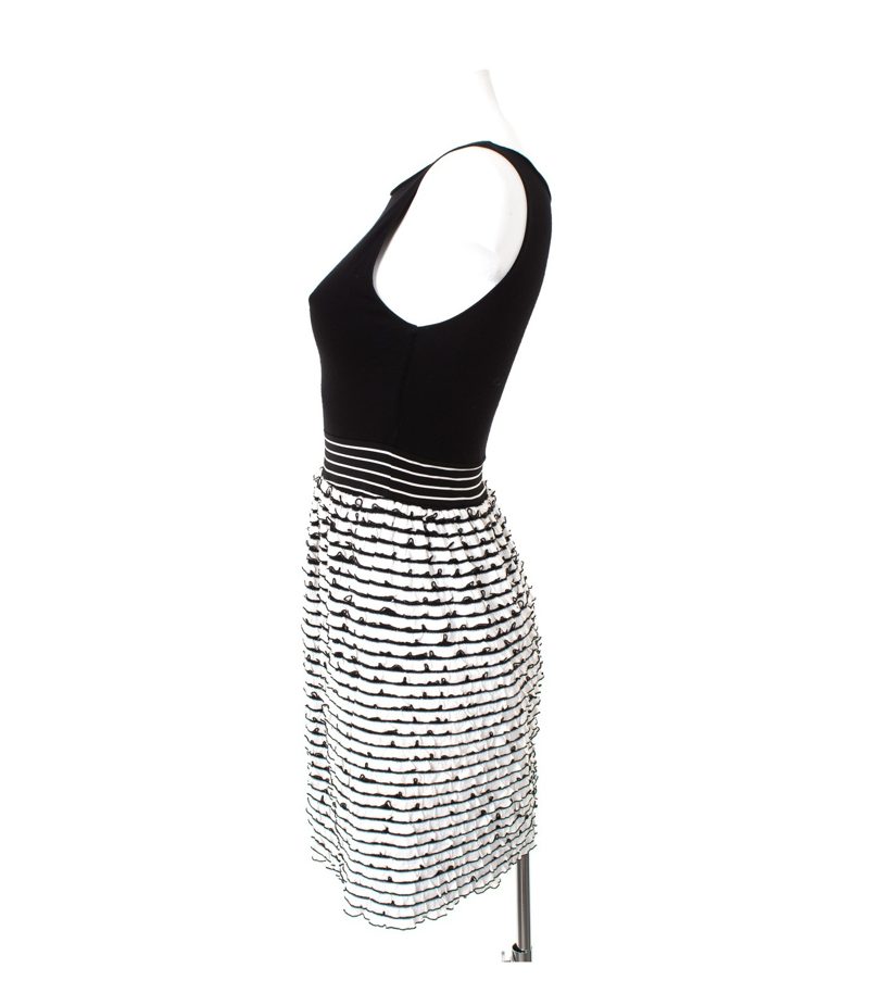 ZARA Damen BASIC Kleid Minikleid Gr. S Weiß/Schwarz Viskose – Foto 2
