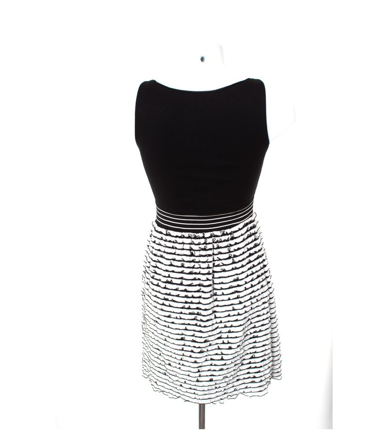 ZARA Damen BASIC Kleid Minikleid Gr. S Weiß/Schwarz Viskose – Foto 3