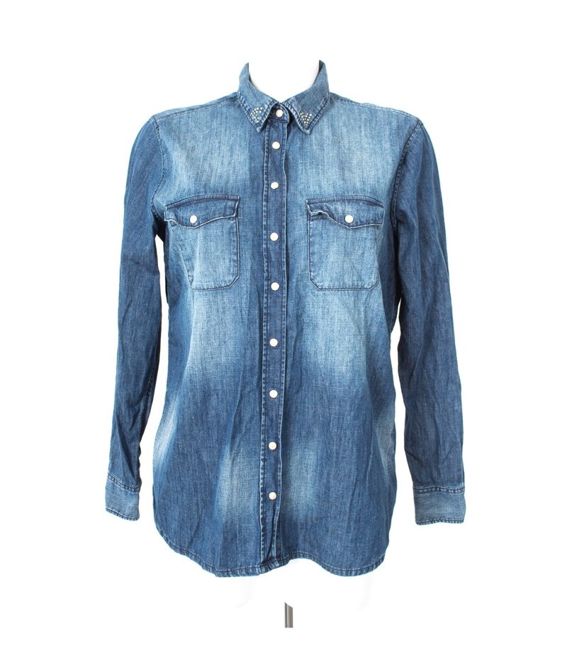 L.O.G.G Damen H&M Bluse Shirt Gr. DE 42 Blau Baumwolle – Foto 1
