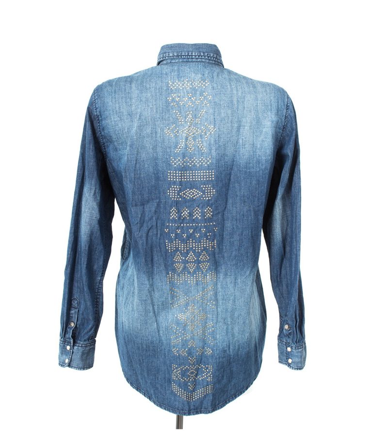 L.O.G.G Damen H&M Bluse Shirt Gr. DE 42 Blau Baumwolle – Foto 4