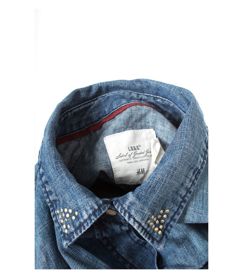 L.O.G.G Damen H&M Bluse Shirt Gr. DE 42 Blau Baumwolle – Foto 5
