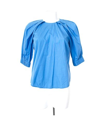 H&M Damen Bluse Shirt Gr. DE 38 Blau Baumwolle