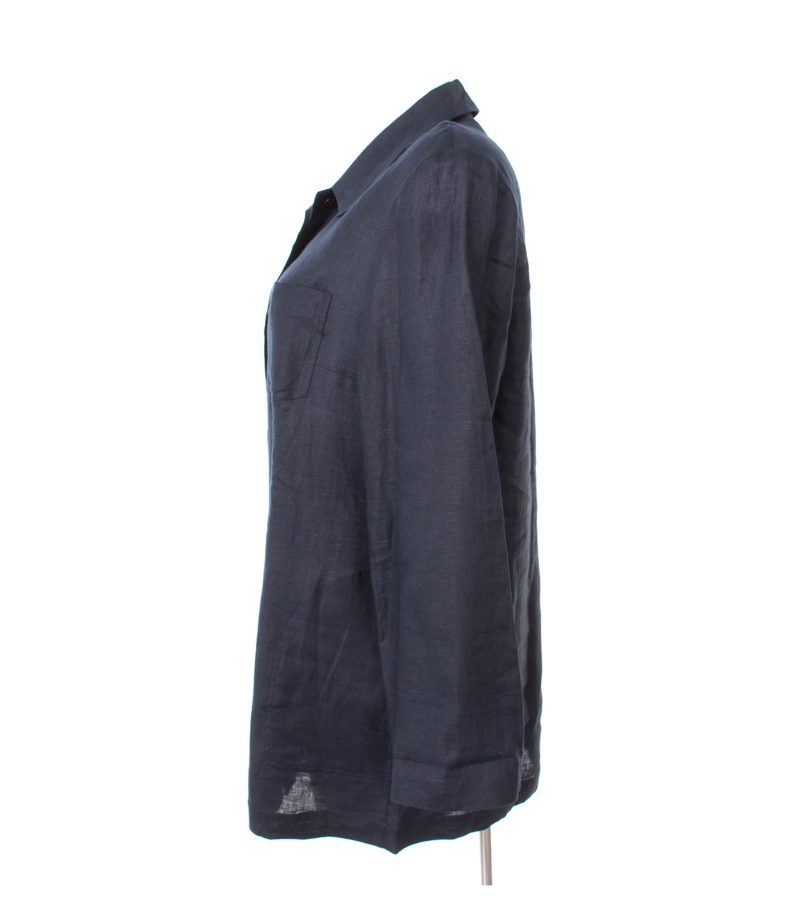 comma, Damen Blazer Lagenlook Gr. DE 38 in Dunkelblau Leinen – Foto 2