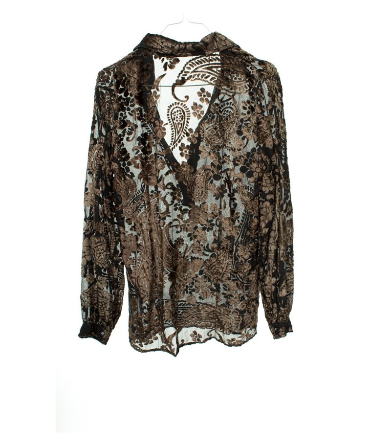 AMOR & PSYCHE Damen Bluse Shirt gr. S Braun/Schwarz Samt – Foto 2