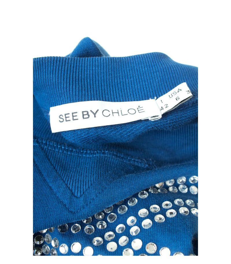 SEE BY Damen CHLOE Langarmshirt Shirt Gr. DE 38 Blau Baumwolle – Foto 6