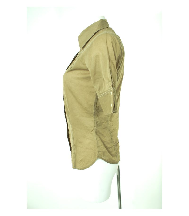 REPLAY Damen Bluse Shirt Kurzarm Gr. S Khaki Baumwolle – Foto 2