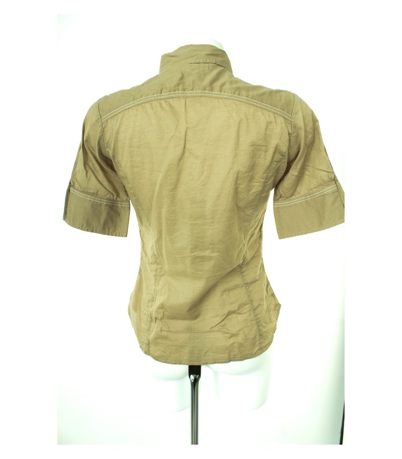 REPLAY Damen Bluse Shirt Kurzarm Gr. S Khaki Baumwolle – Foto 3