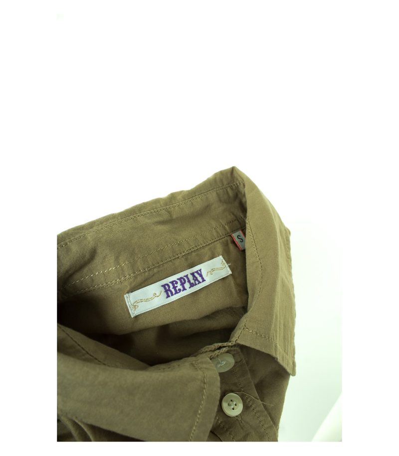 REPLAY Damen Bluse Shirt Kurzarm Gr. S Khaki Baumwolle – Foto 4