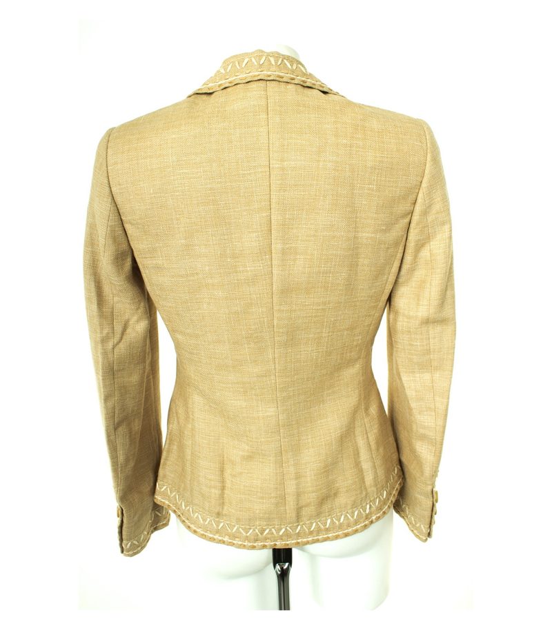 RENA LANGE Damen Blazer Gr. DE 36 Beige Baumwolle Seide Leinen Wolle – Foto 3