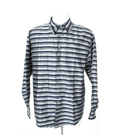 Herren Hemd Freizeit Shirt Blau/Grau Gr. 52 Seide