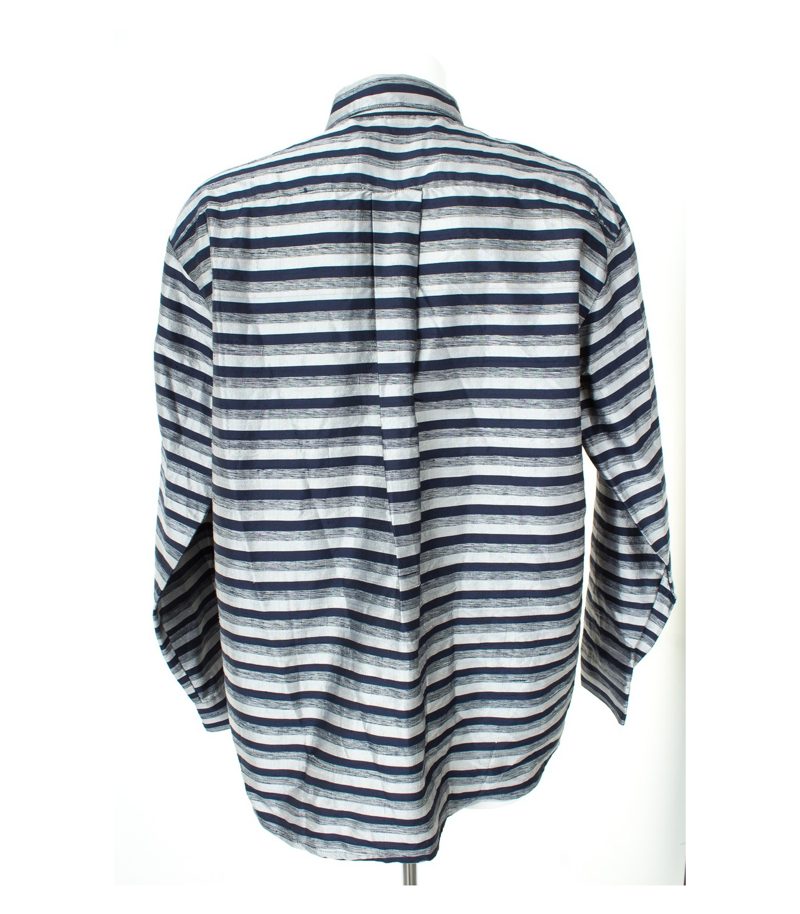 Herren Hemd Freizeit Shirt Blau/Grau Gr. 52 Seide – Foto 2