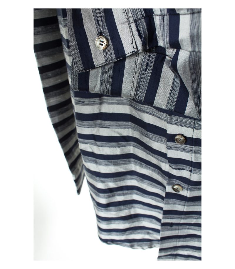Herren Hemd Freizeit Shirt Blau/Grau Gr. 52 Seide – Foto 3