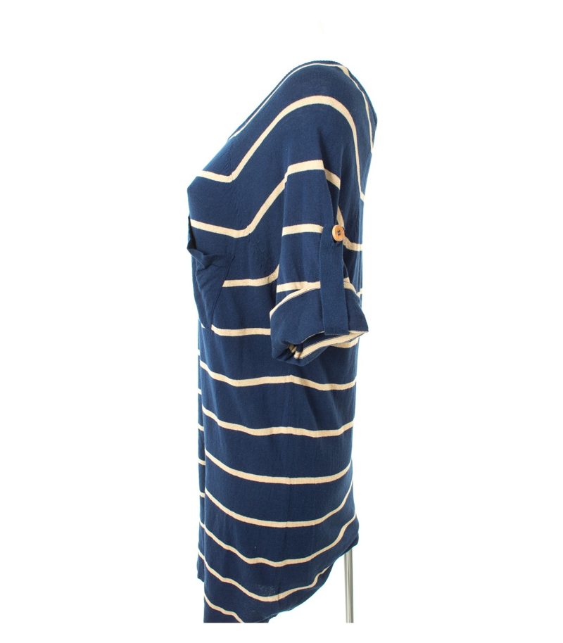 Pull&Bear Damen Kleid Strickkleid Gr. L Blau/Beige Knit – Foto 2