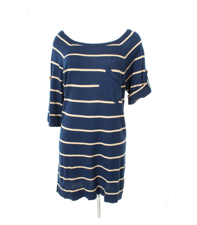 Pull&Bear Damen Kleid Strickkleid Gr. L Blau/Beige Knit – Foto 3