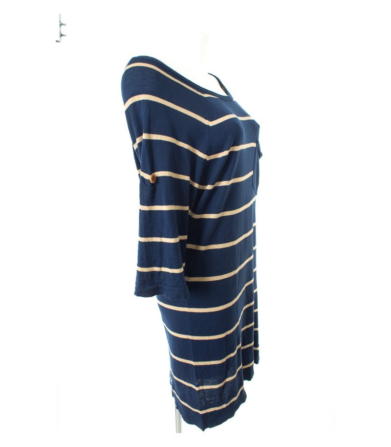 Pull&Bear Damen Kleid Strickkleid Gr. L Blau/Beige Knit – Foto 5