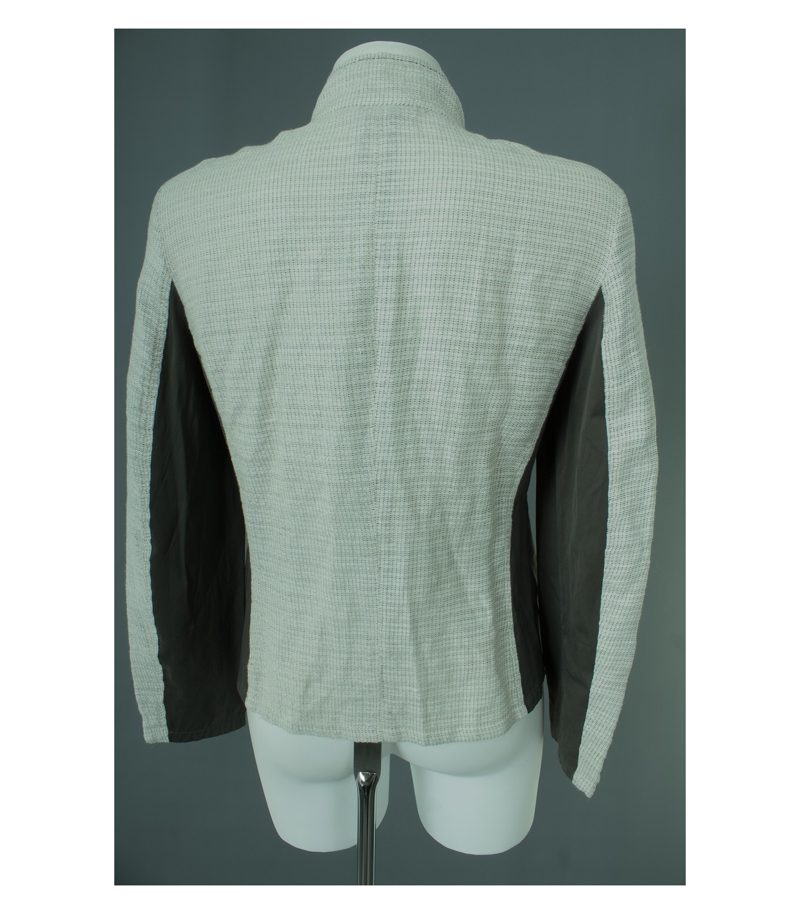 FRANK WALDER Damen Jacke Gr. DE 38 Grau/Beige Strick Viskose Leinen – Foto 3
