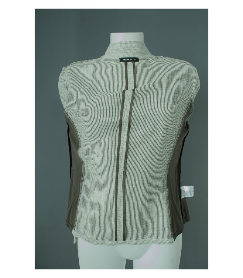 FRANK WALDER Damen Jacke Gr. DE 38 Grau/Beige Strick Viskose Leinen – Foto 4