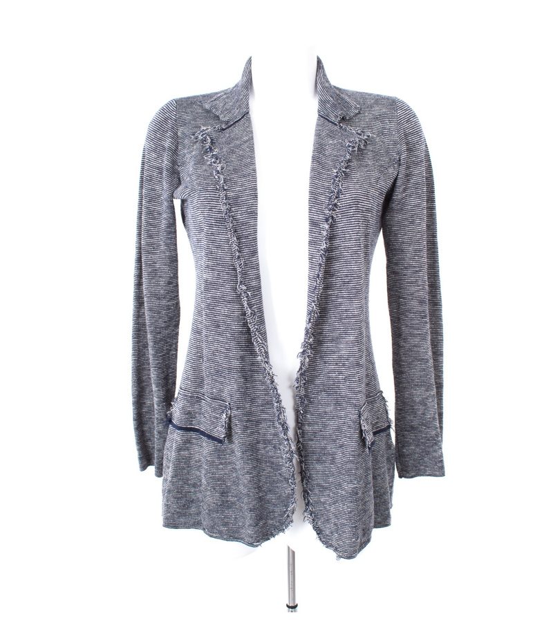 roberto collina Damen Strickjacke Gr. S Blau/Grau Knit Baumwolle Leinen – Foto 1