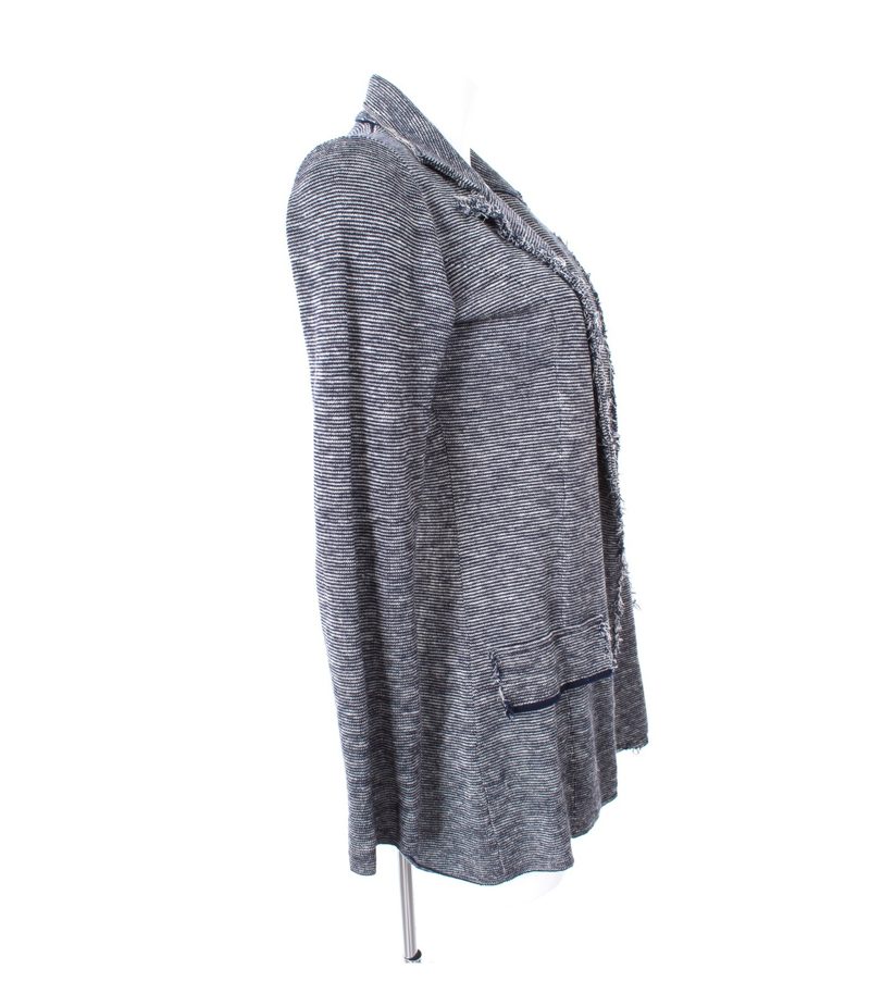 roberto collina Damen Strickjacke Gr. S Blau/Grau Knit Baumwolle Leinen – Foto 2