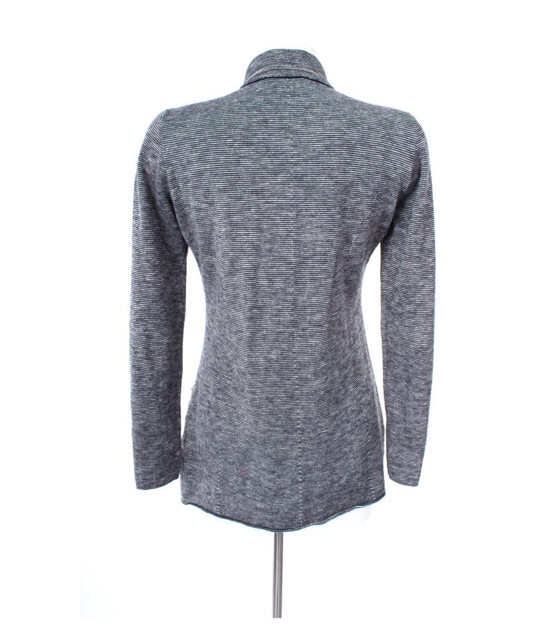 roberto collina Damen Strickjacke Gr. S Blau/Grau Knit Baumwolle Leinen – Foto 3