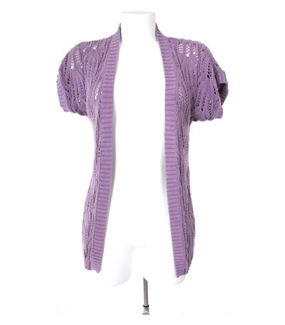 Massimo Dutti Damen Weste Strickweste Gr. S/30 Violett Knit Baumwolle