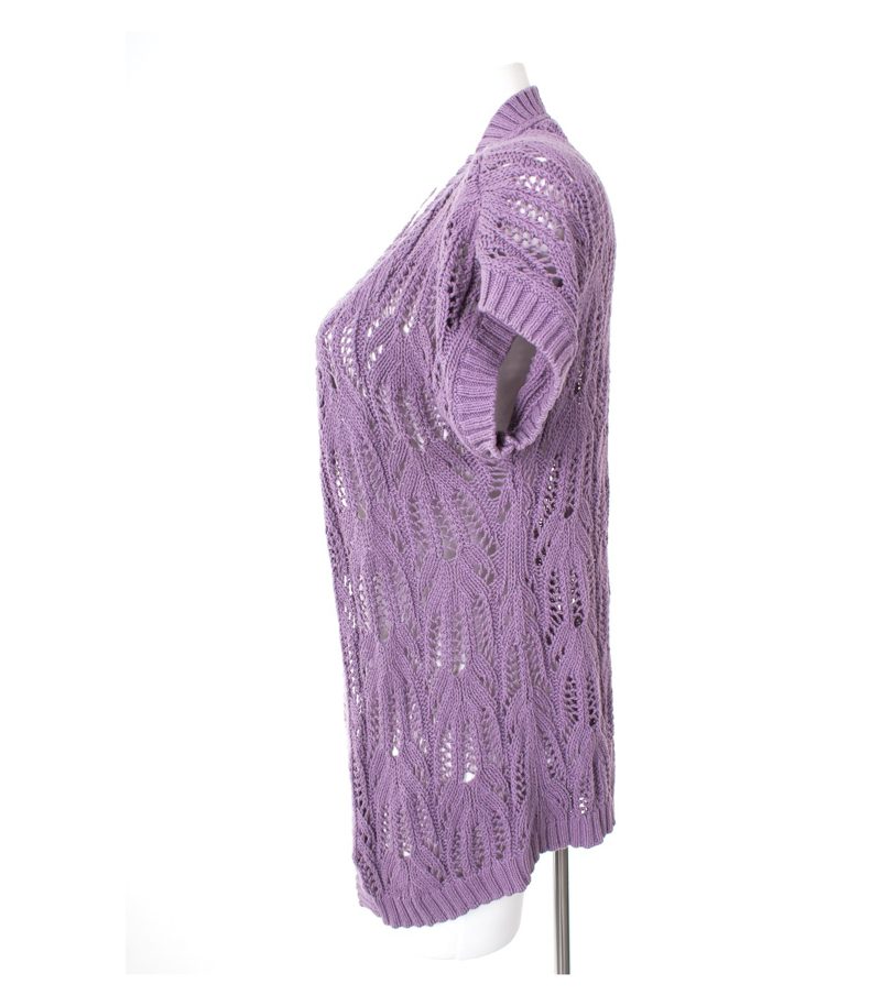 Massimo Dutti Damen Weste Strickweste Gr. S/30 Violett Knit Baumwolle – Foto 2