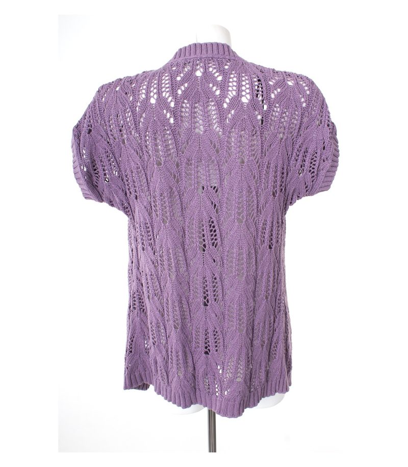 Massimo Dutti Damen Weste Strickweste Gr. S/30 Violett Knit Baumwolle – Foto 3