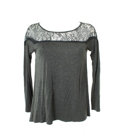 velvet Damen Langarmshirt Shirt Lace Gr. S Grau/Schwarz Viskose