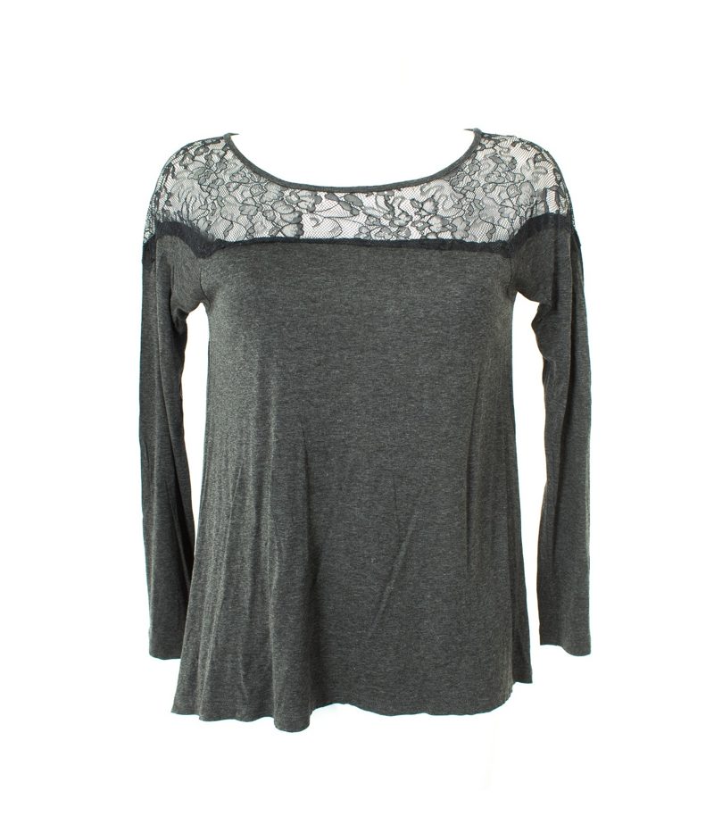 velvet Damen Langarmshirt Shirt Lace Gr. S Grau/Schwarz Viskose – Foto 1