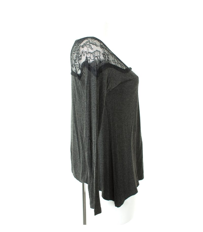 velvet Damen Langarmshirt Shirt Lace Gr. S Grau/Schwarz Viskose – Foto 2