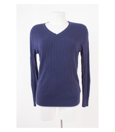 Massimo Dutti Damen Pullover Extrafine Gr. M Blau Baumwolle Knit