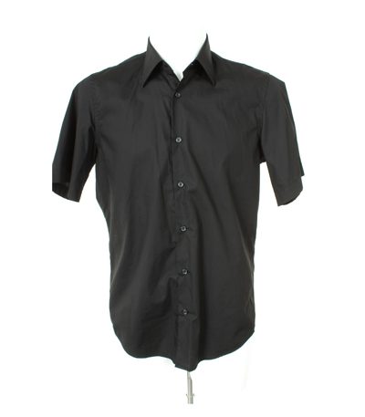 HUGO BOSS Herren Hemd Freizeit Shirt Kurzarm Gr. 38/15 Schwarz Baumwolle