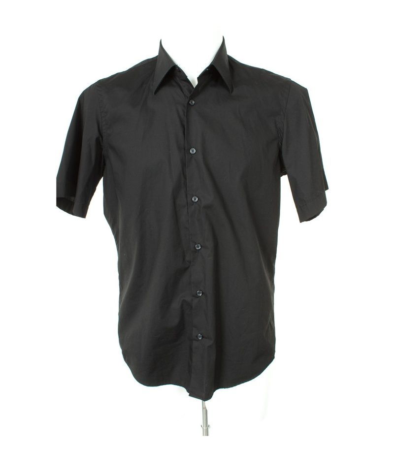 HUGO BOSS Herren Hemd Freizeit Shirt Kurzarm Gr. 38/15 Schwarz Baumwolle – Foto 1