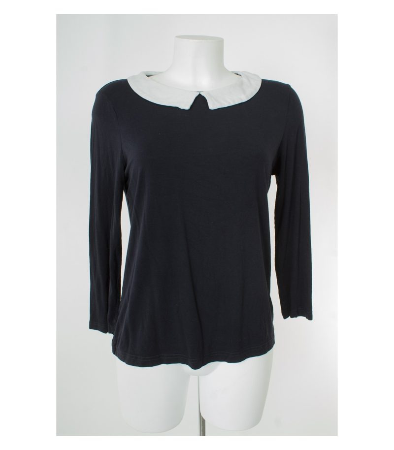 HOBBS LONDON Damen Langarmshirt Shirt Longsleeve Gr. L Blau/Weiß Viskose – Foto 1
