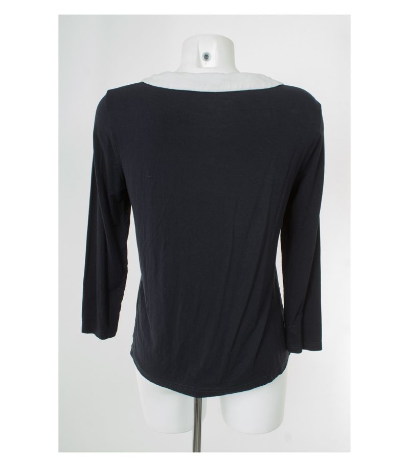 HOBBS LONDON Damen Langarmshirt Shirt Longsleeve Gr. L Blau/Weiß Viskose – Foto 3