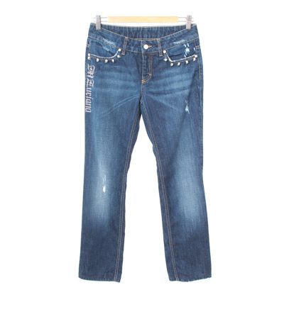 Damen Jeans Hose Gr. W27 Blau Baumwolle