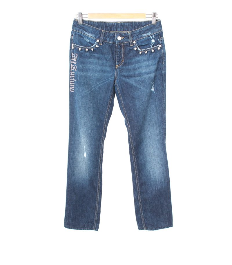 Damen Jeans Hose Gr. W27 Blau Baumwolle – Foto 1