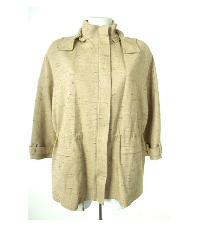Massimo Dutti Damen Jacke Kapuzenjacke Gr. L Mehrfarbig Baumwolle Leinen Viskose