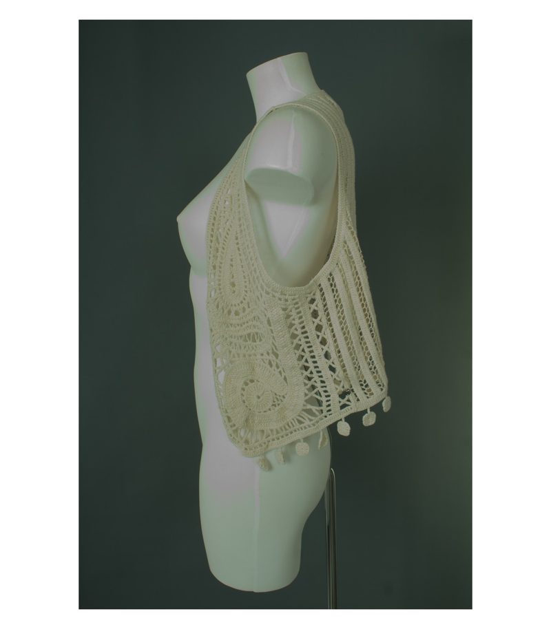 DENIM & SUPPLY RALPH LAUREN Weste Vest Knit Spitzenweste Lace Baumwolle Damen Gr. M in Beige – Foto 2