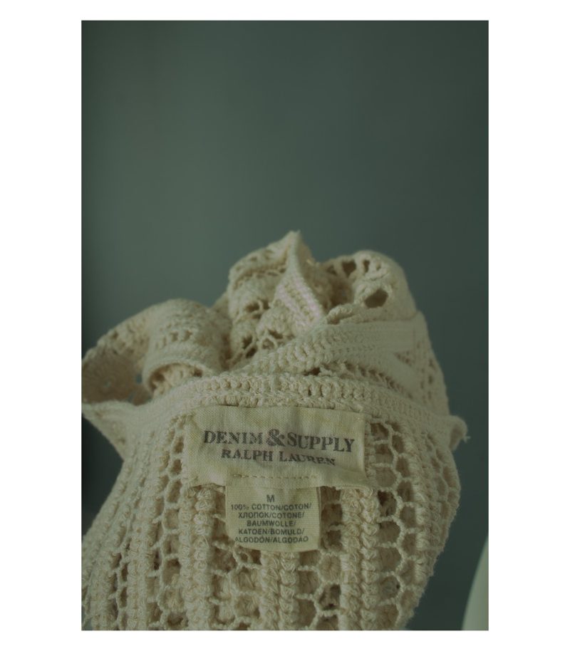 DENIM & SUPPLY RALPH LAUREN Weste Vest Knit Spitzenweste Lace Baumwolle Damen Gr. M in Beige – Foto 4
