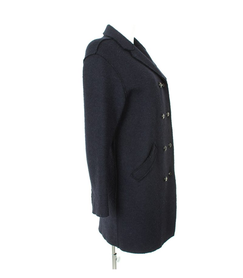 ZARA Damen BASIC Mantel Strickmantel Gr. S Blau Wolle – Foto 2