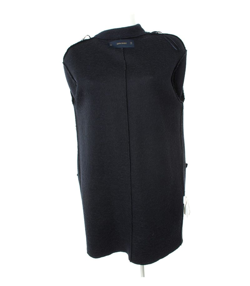 ZARA Damen BASIC Mantel Strickmantel Gr. S Blau Wolle – Foto 4