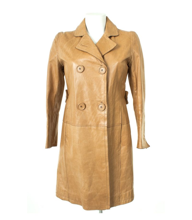 CoSTUME NATIONAL Damen Mantel Ledermantel Gr. DE 36/IT 42 Braunbeige Leder – Foto 1