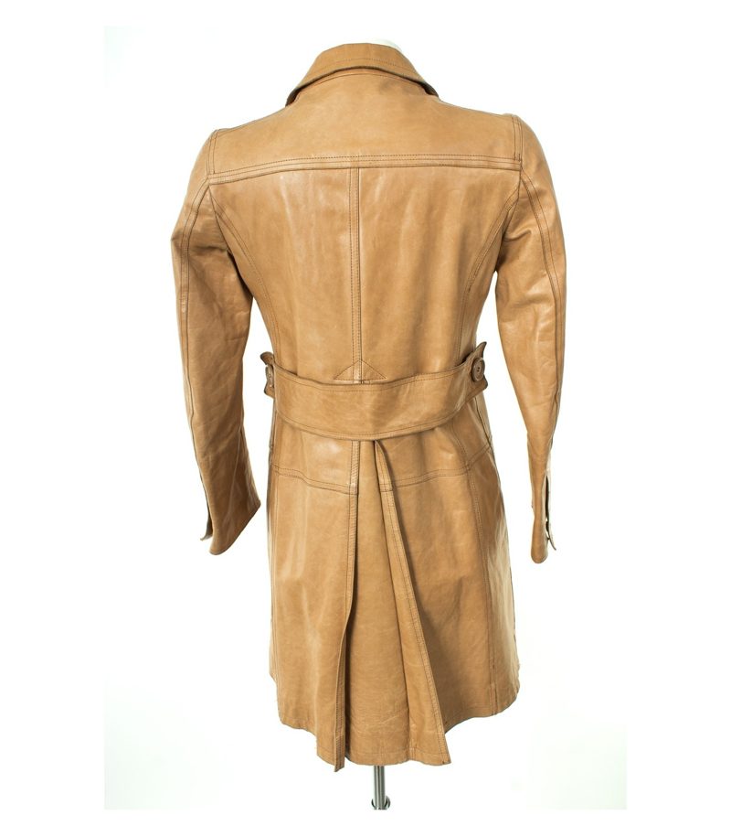 CoSTUME NATIONAL Damen Mantel Ledermantel Gr. DE 36/IT 42 Braunbeige Leder – Foto 3