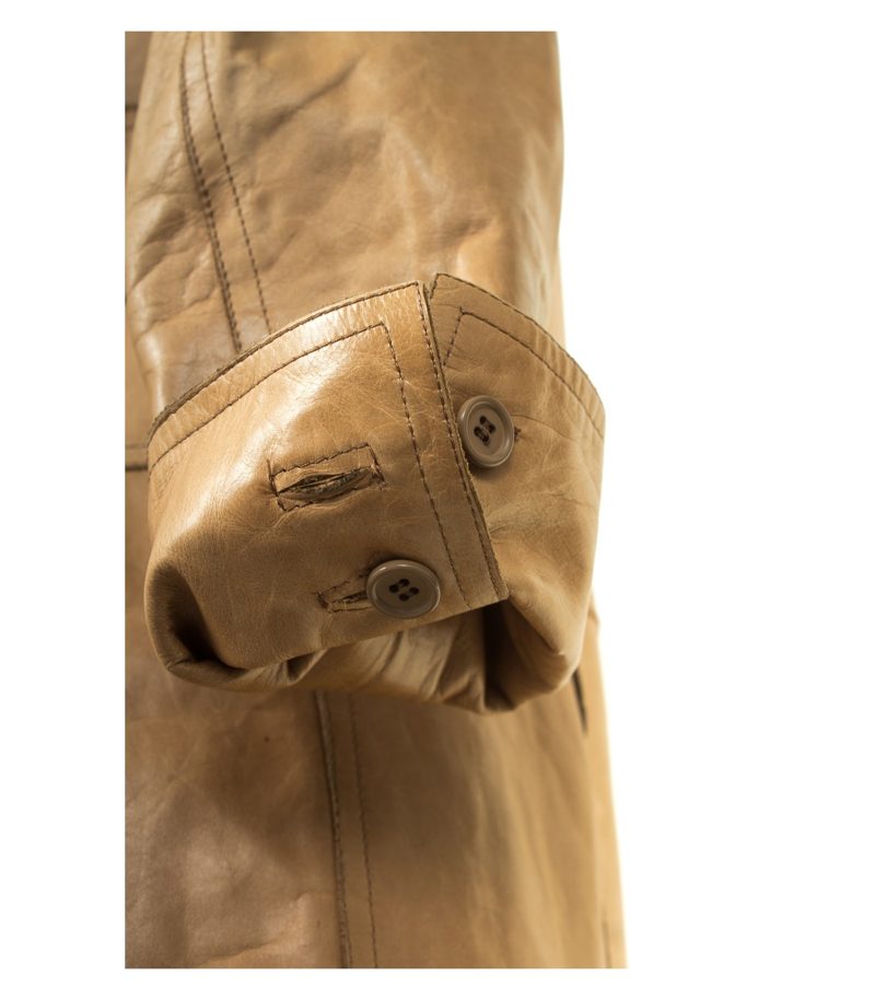 CoSTUME NATIONAL Damen Mantel Ledermantel Gr. DE 36/IT 42 Braunbeige Leder – Foto 4