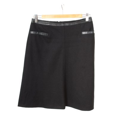 ST.EMILE Damen Rock Gr. DE 34 Schwarz Baumwolle Leder