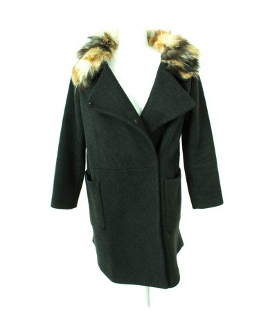 miu Damen Mantel Gr. IT 40/DE 34 Schwarzgrau Wolle