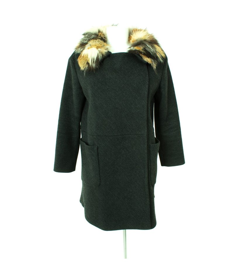 miu Damen Mantel Gr. IT 40/DE 34 Schwarzgrau Wolle – Foto 2