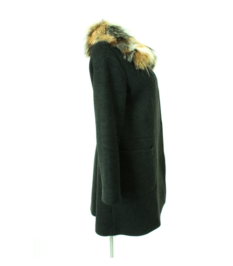 miu Damen Mantel Gr. IT 40/DE 34 Schwarzgrau Wolle – Foto 3