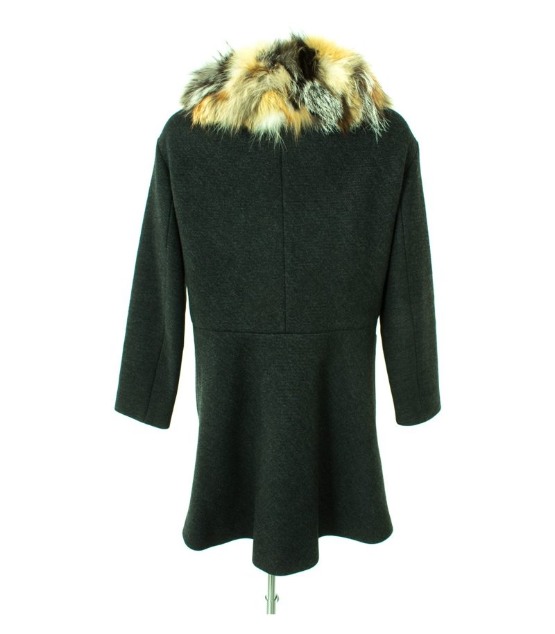 miu Damen Mantel Gr. IT 40/DE 34 Schwarzgrau Wolle – Foto 4
